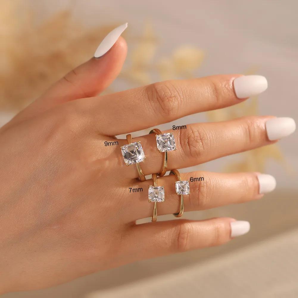 925 Sterling Silver Asscher-Cut Moissanite Jewelry Set 110600005 - image1