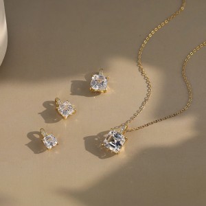925 Sterling Silver Asscher-Cut Moissanite Jewelry Set 110600005