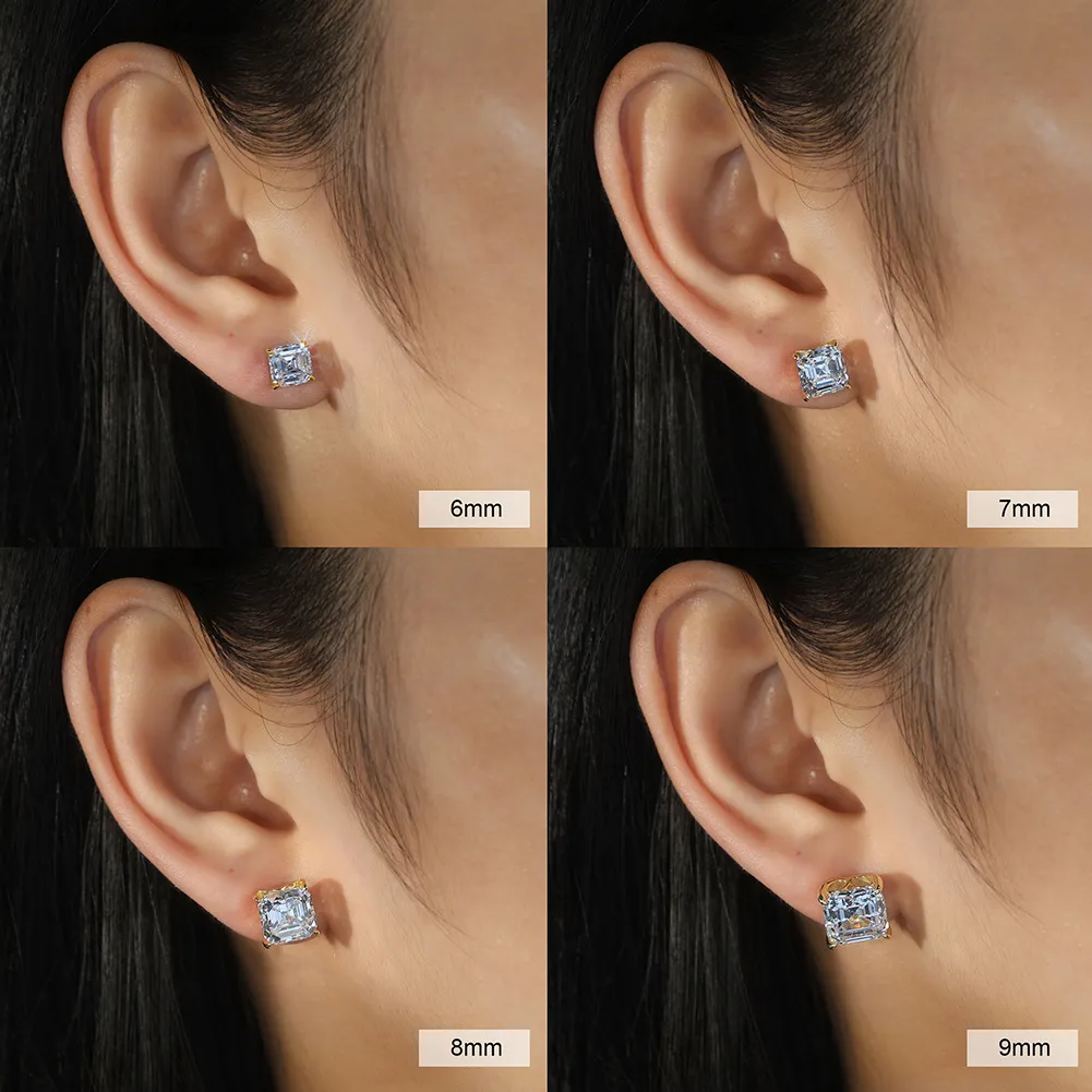 925 Sterling Silver Asscher-Cut Moissanite Jewelry Set 110600005 - image5