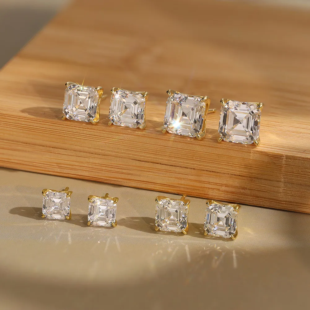 925 Sterling Silver Asscher-Cut Moissanite Jewelry Set 110600005 - image6