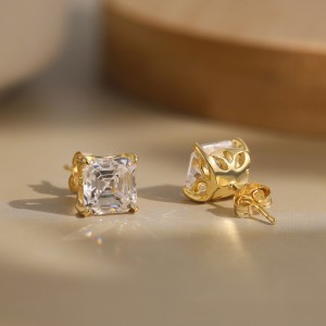 925 Sterling Silver Asscher-Cut Moissanite Jewelry Set 110600005