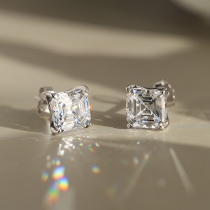 925 Sterling Silver Asscher-Cut Moissanite Jewelry Set 110600005