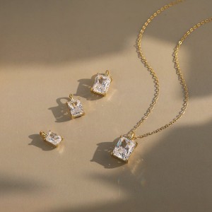 925 Sterling Silver Princess-Cut Moissanite Jewelry Set 110600006