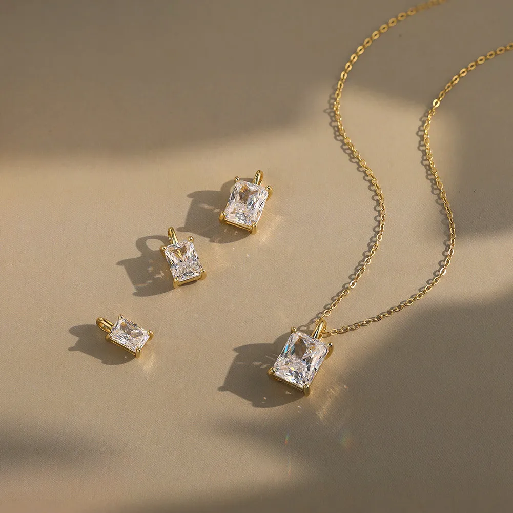 925 Sterling Silver Princess-Cut Moissanite Jewelry Set 110600006 - image6