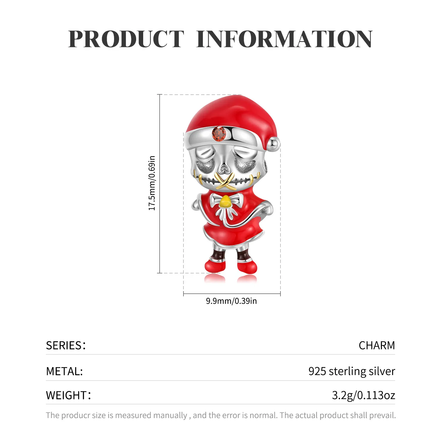 Sterling Silver Cute Santa Charms Pendants 110500002 - image1