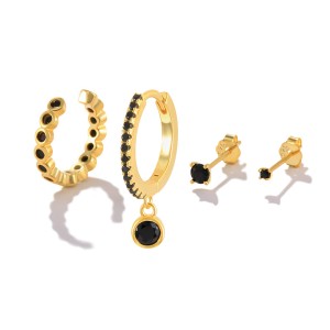 4pcs Zirconia Sterling Silver Ear Cuff Hoop Earring Sets 140100005