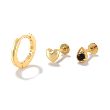 3pcs 925 Sterling Silver Zirconia Earring Sets 140100011