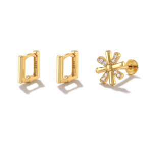 3pcs 925 Sterling Silver Zirconia Snowflake Earring Sets 140100012