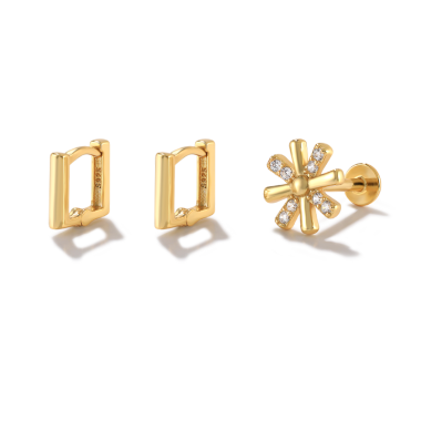 3pcs 925 Sterling Silver Zirconia Snowflake Earring Sets 140100012