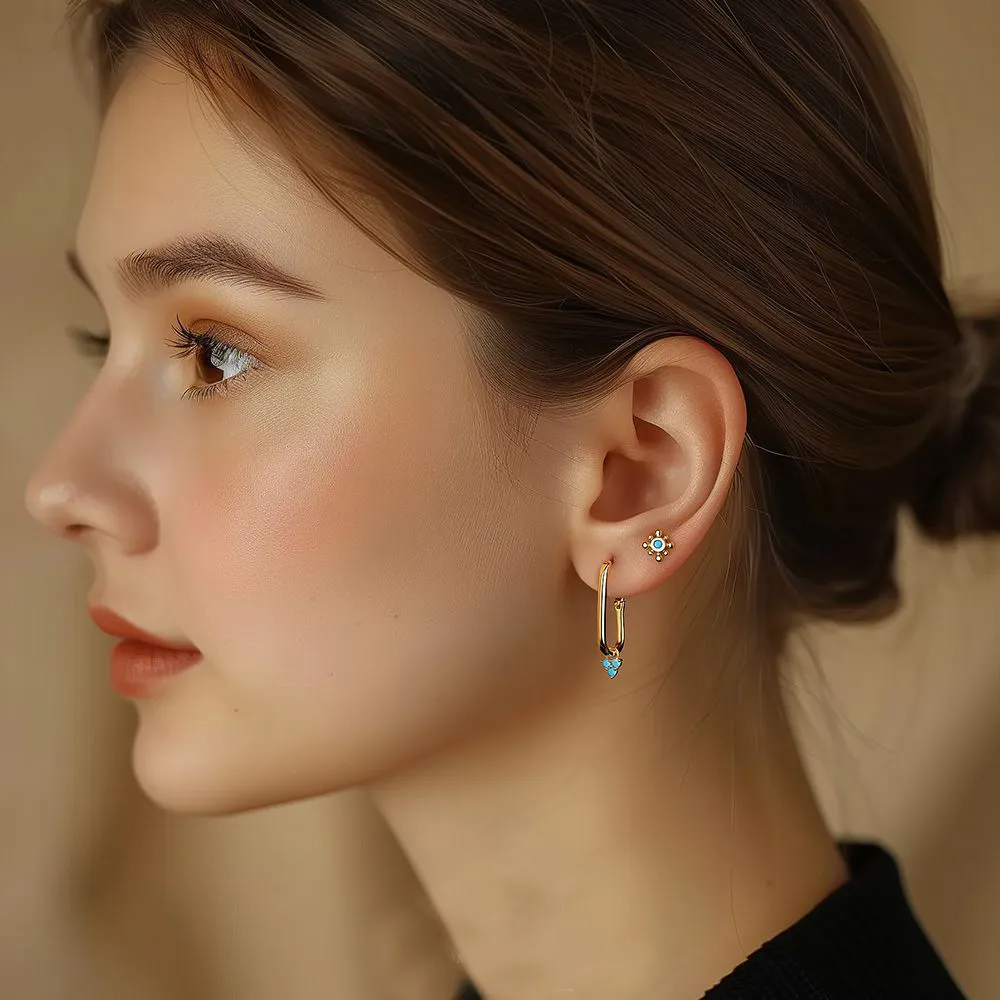 925 Sterling Silver Vintage Turquoise Earring Set 140100014 - image2