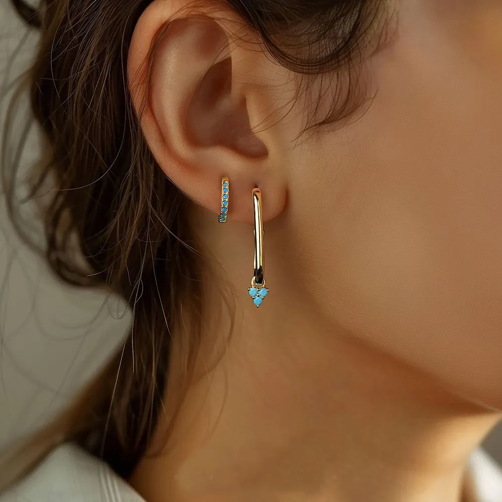 925 Sterling Silver Vintage Turquoise Earring Set 140100014 - image3