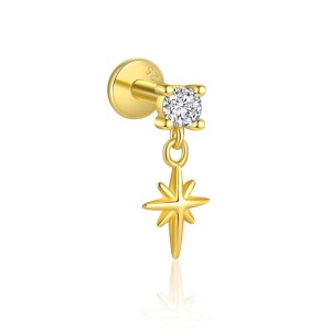 925 Sterling Silver Zirconia Star Earring Set 140100016