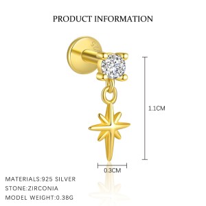925 Sterling Silver Zirconia Star Earring Set 140100016