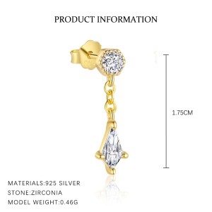 925 Sterling Silver Geometric Zirconia Earring Set 40100017
