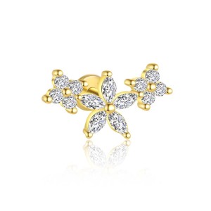925 Sterling Silver Blooming Flower Earring Set 140100019