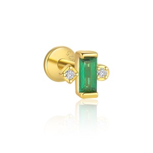 925 Sterling Silver Green Zirconia Earring Set 140100021
