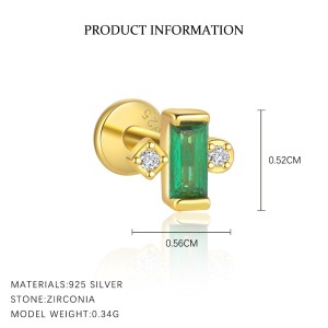 925 Sterling Silver Green Zirconia Earring Set 140100021