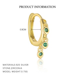 925 Sterling Silver Green Zirconia Earring Set 140100021