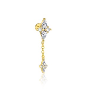 S925 Geometric Zirconia Screw Stud Earring Set 140100023