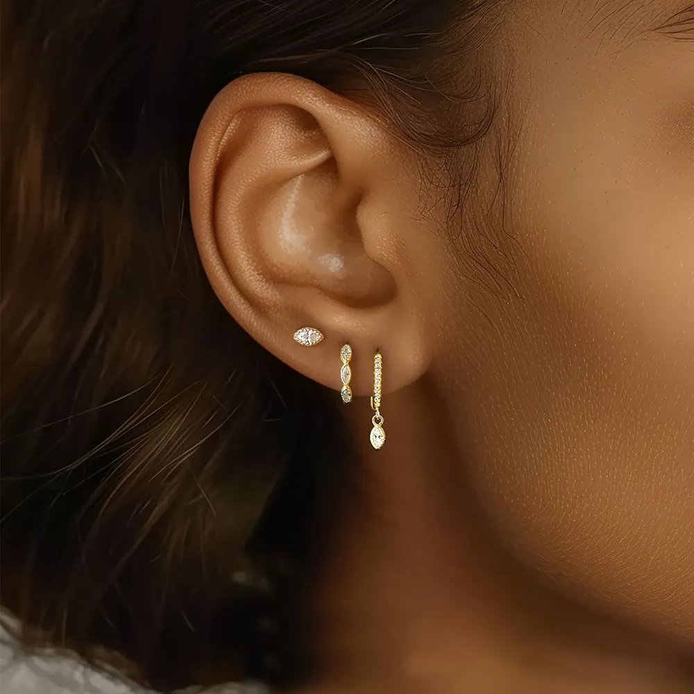 S925 Minimalist  Zirconia Earring Set 140100026 - image1