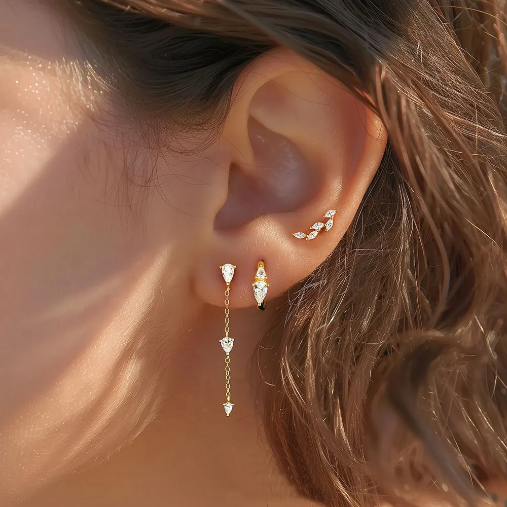 925 Sterling Silver Waterdrop Zirconia Earring Set 140100030 - image1
