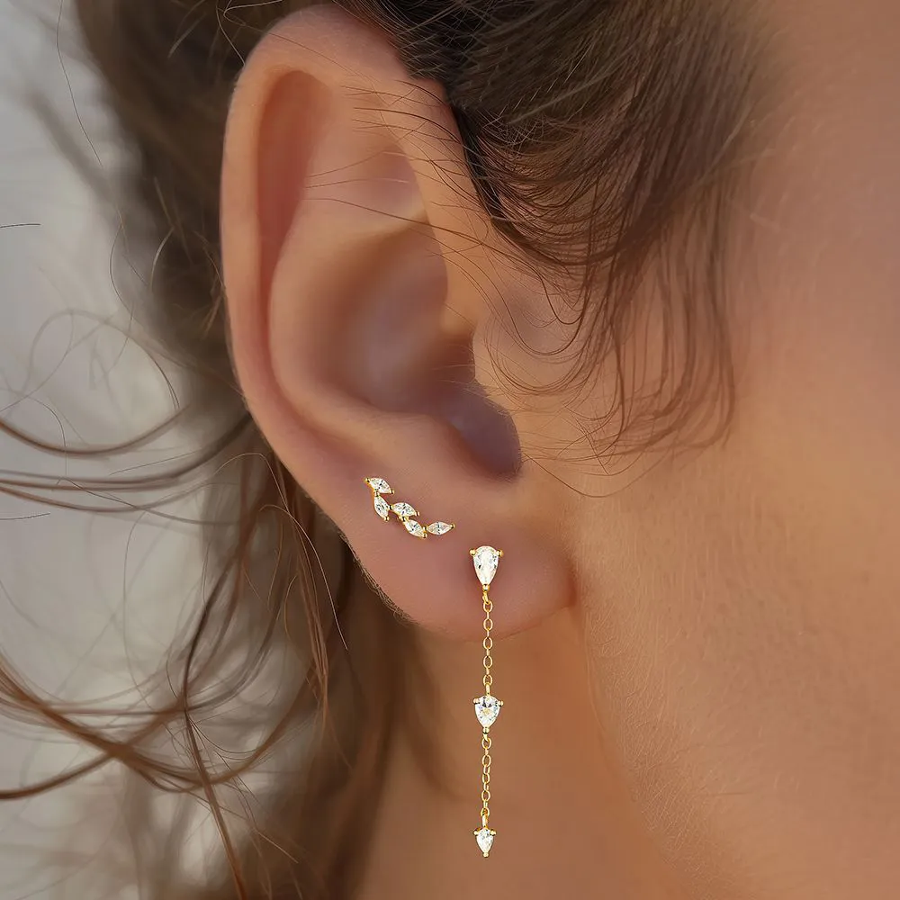 925 Sterling Silver Waterdrop Zirconia Earring Set 140100030 - image2