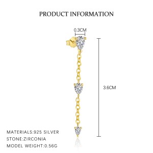 925 Sterling Silver Waterdrop Zirconia Earring Set 140100030