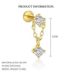 925 Sterling Silver Zirconia Tassel Earring Set 140100037