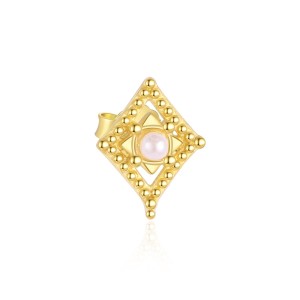 925 Sterling Silver Geometric Pearl Earring Set 140100039