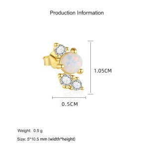 925 Sterling Silver Asymmetrical Opal Celestial Stud Pack 140100047 925 Sterling Silver Asymmetrical Opal Celestial Stud Pack 140100047