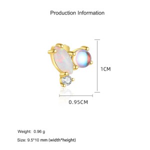 925 Sterling Silver Asymmetrical Opal Celestial Stud Pack 140100047 925 Sterling Silver Asymmetrical Opal Celestial Stud Pack 140100047