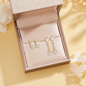 925 Sterling Silver Asymmetrical Opal Celestial Stud Pack 140100047 925 Sterling Silver Asymmetrical Opal Celestial Stud Pack 140100047