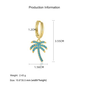 925 Sterling Silver Turquoise Palm Tree Huggie Stacking Earring Set 140100048 925 Sterling Silver Turquoise Palm Tree Huggie Stacking Earring Set 140100048