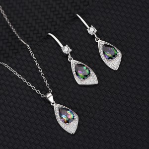 Cubic Zirconia Geometric Pendant Necklace Dangle Earring Set 140200002 Cubic Zirconia Geometric Pendant Necklace Dangle Earring Set 140200002