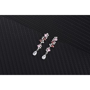 Cubic Zirconia Waterdrop Pendant Necklace Dangle Earring Set 140200003