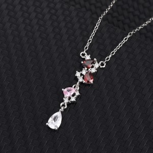 Cubic Zirconia Waterdrop Pendant Necklace Dangle Earring Set 140200003