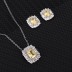 Cubic Zirconia Rectangle Pendant Necklace Stud Earring Set 140200004