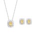 Cubic Zirconia Rectangle Pendant Necklace Stud Earring Set 140200004