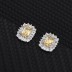 Cubic Zirconia Rectangle Pendant Necklace Stud Earring Set 140200004