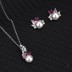 Cubic Zirconia Pearl Pendant Necklace Stud Earring Set 140200006