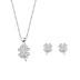 Silver Cubic Zirconia Clover Earring Necklace Set 140200007