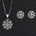 Silver Cubic Zirconia Circle Earring Necklace Set 140200008