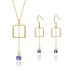 925 Sterling Silver Square Zirconia Tassel Jewelry Sets 140200010