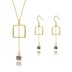 925 Sterling Silver Square Zirconia Tassel Jewelry Sets 140200010