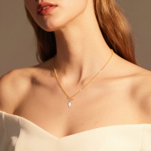 925 Sterling Silver Layered Rhombus CZ Necklace Earring Set 140200011