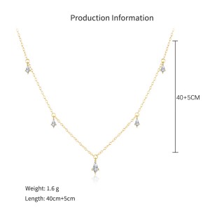 925 Sterling Silver Layered Rhombus CZ Necklace Earring Set 140200011