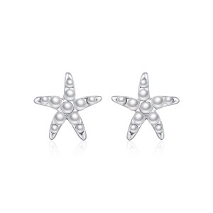 925 Sterling Silver Pearl Starfish Earring Necklace Set 140200013