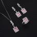 Cubic Zirconia Rectangle Pendant Necklace Stud Earring Ring Set 140300001