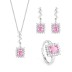 Cubic Zirconia Rectangle Pendant Necklace Stud Earring Ring Set 140300001