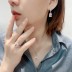 Cubic Zirconia Rectangle Pendant Necklace Stud Earring Ring Set 140300001